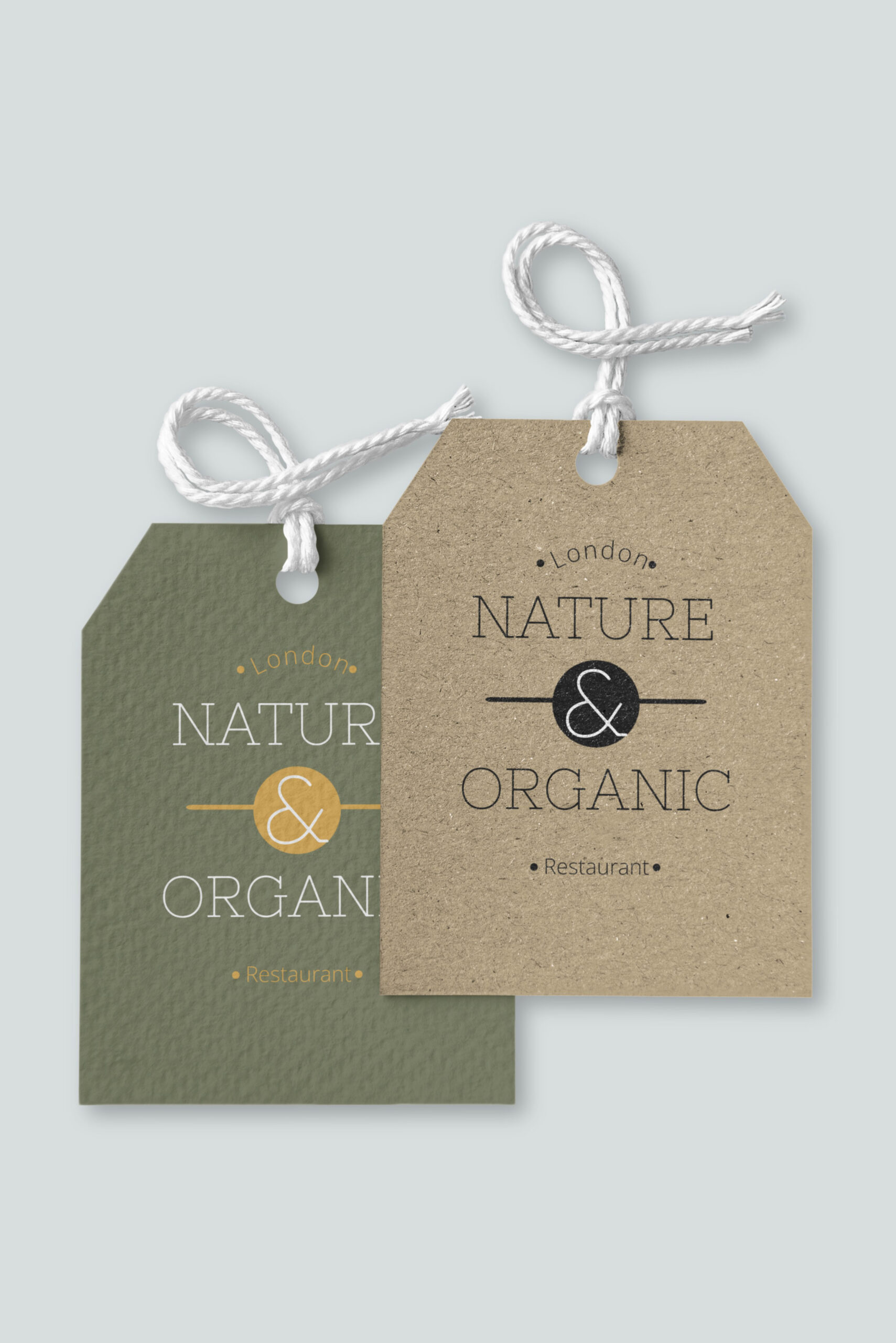 Strung Tags - Custom Shape Green and Kraft paper Stock