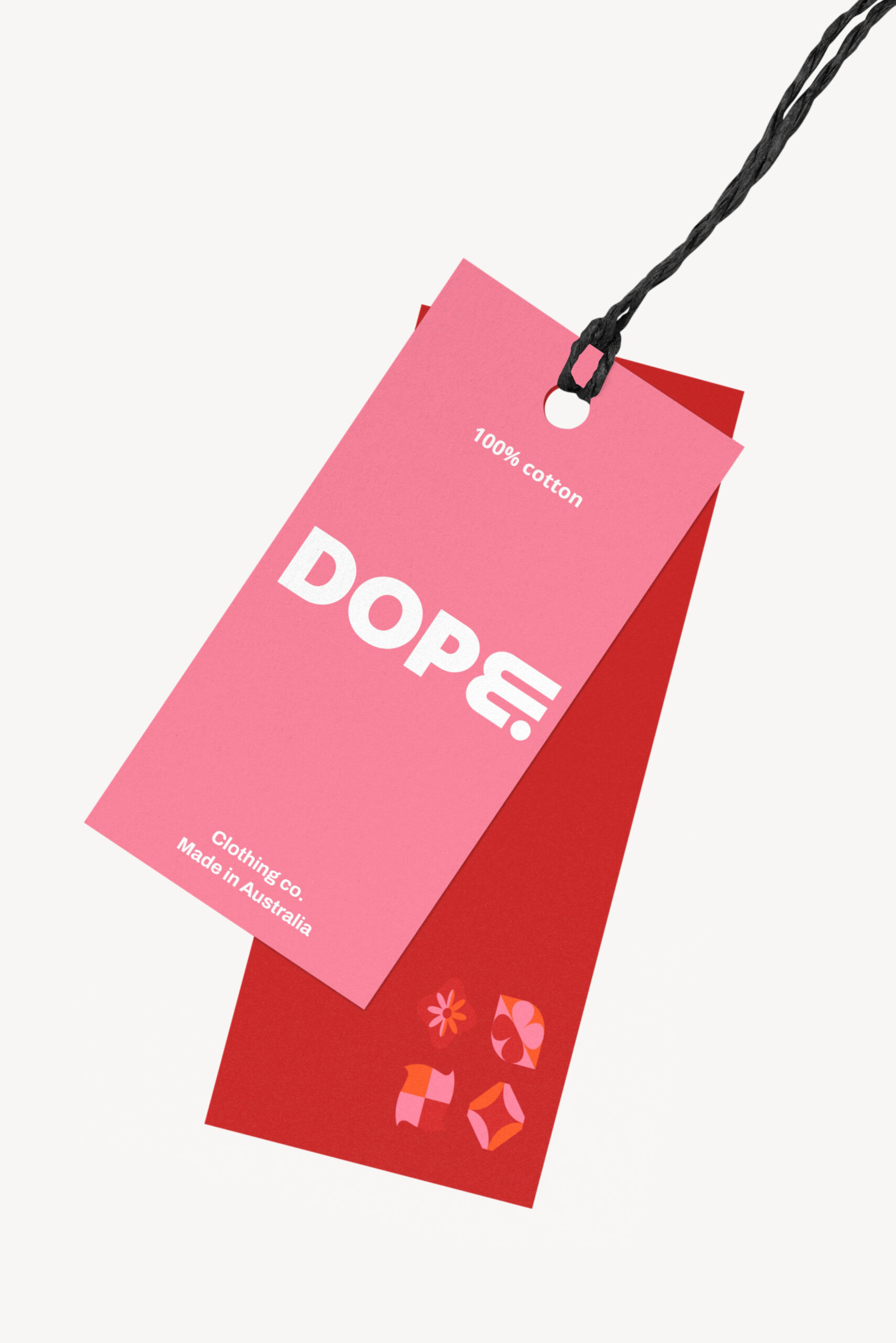 Two bright colour Strung Tags - Rectangle Shape with string attached